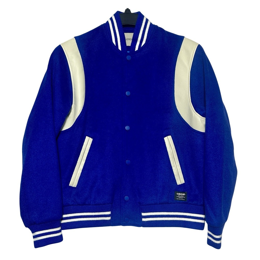 Hudson Varsity Bomber Jacket Mens S Royal Blue Solid Regular Fit Modern NEW